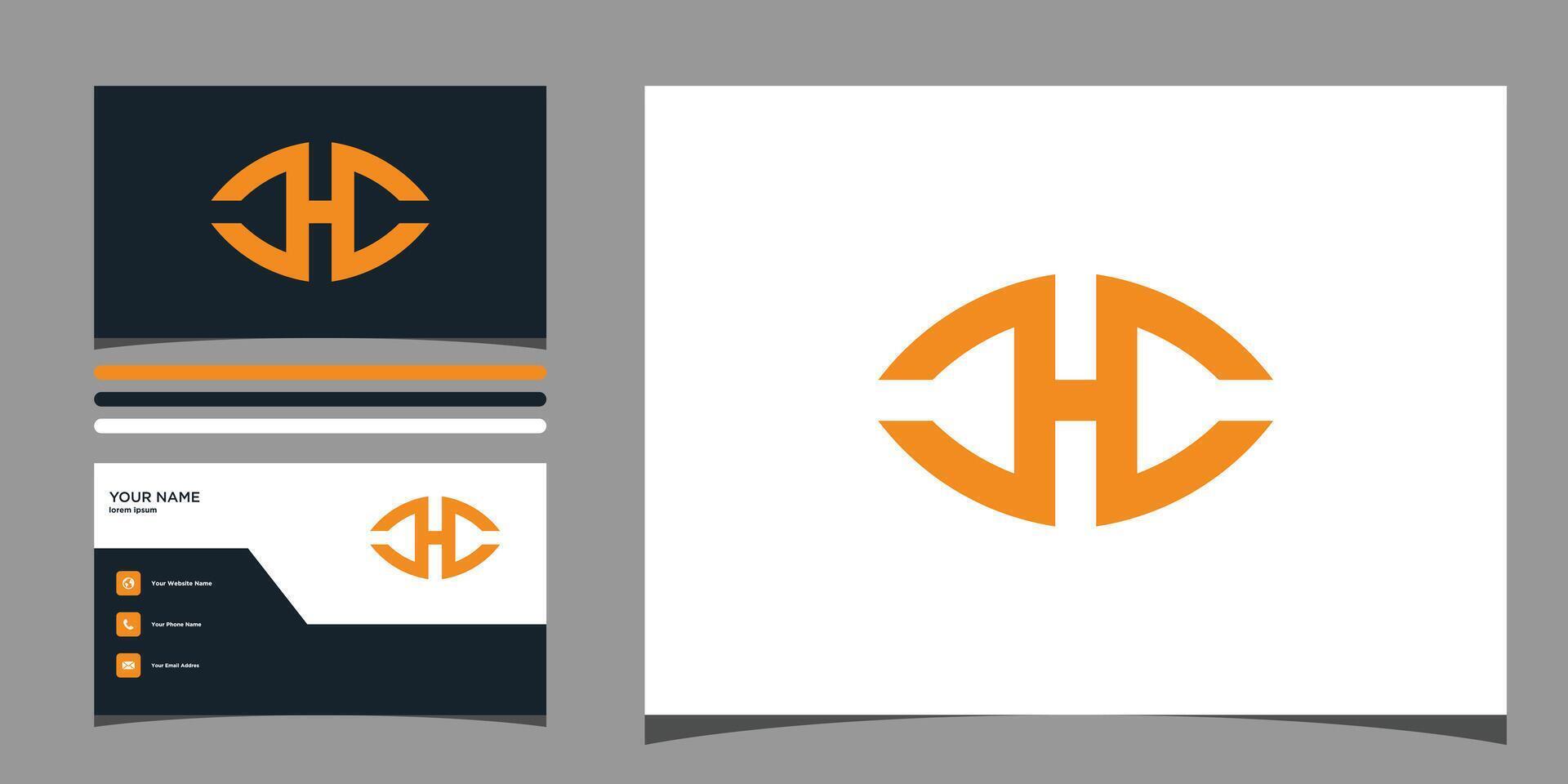 Letter H logo design with creative concept and business card. Premium vector