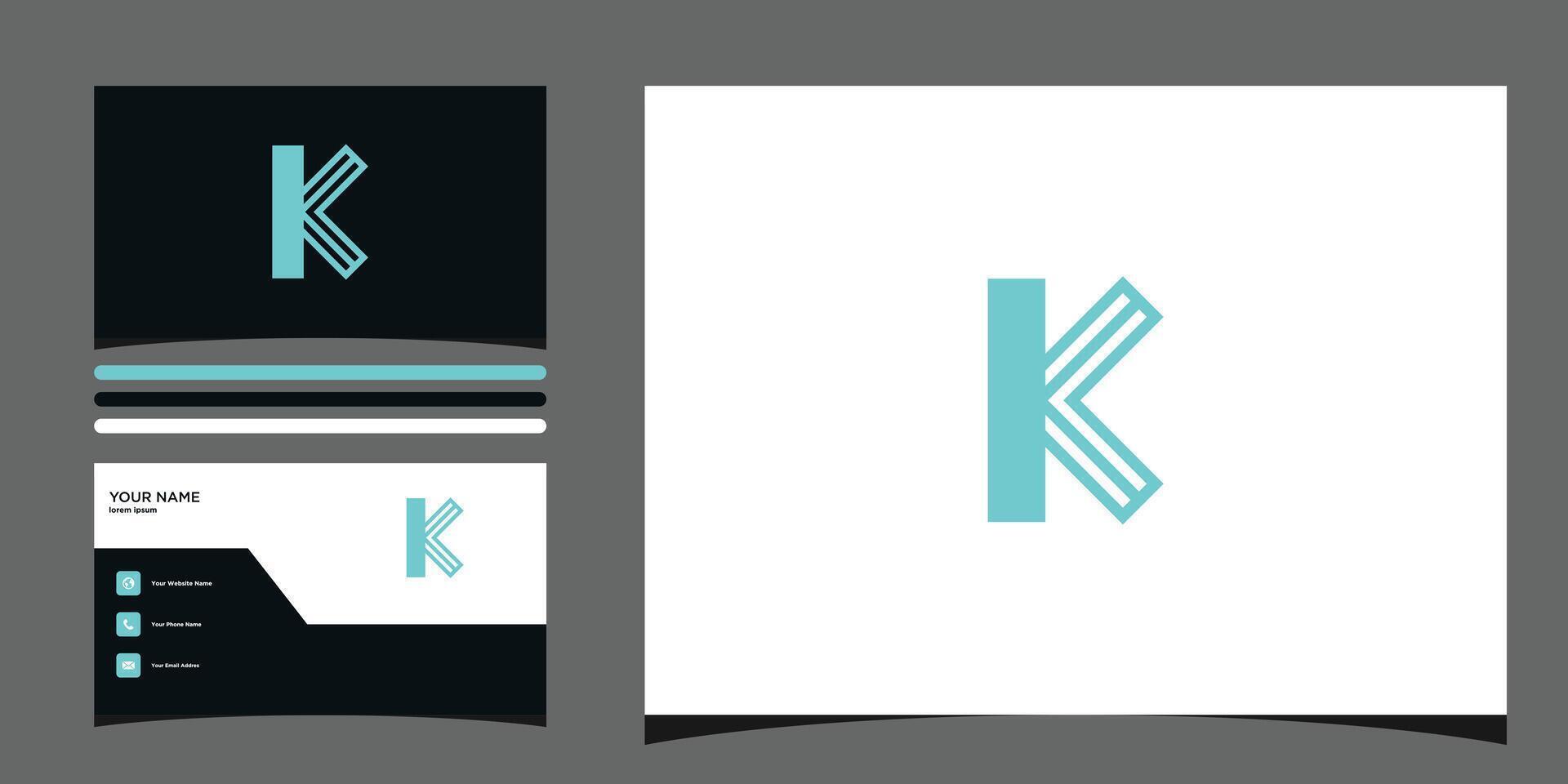 Letter K logo design with creative concept and business card. Premium vector