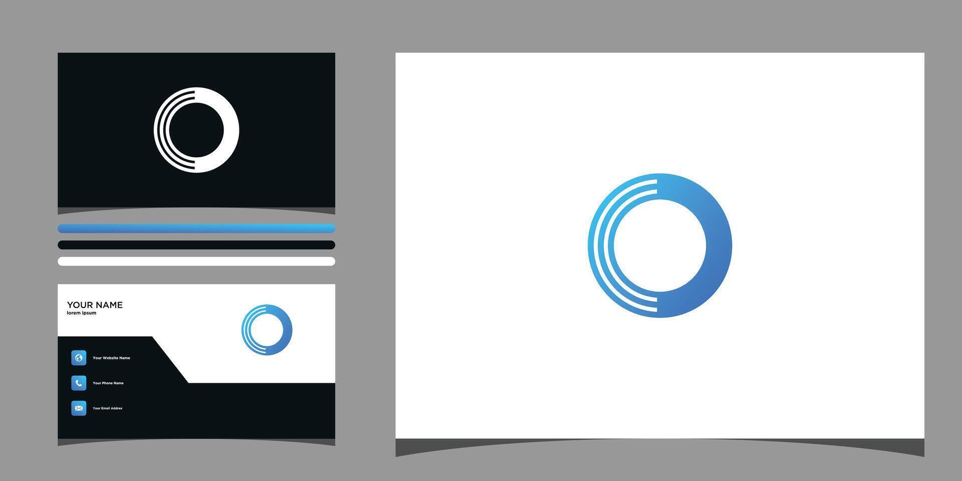 Letter O logo design with creative concept and business card. Premium vector