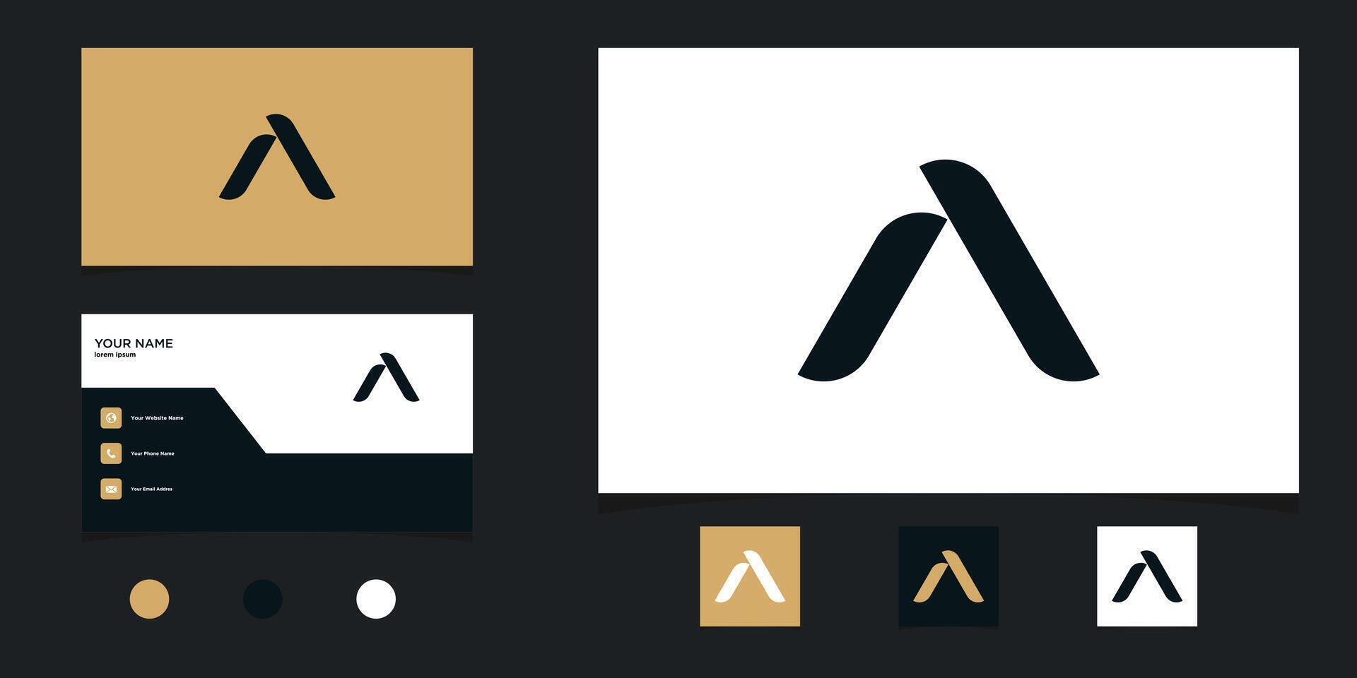 Letter a logo design with creative concept and business card. Premium vector