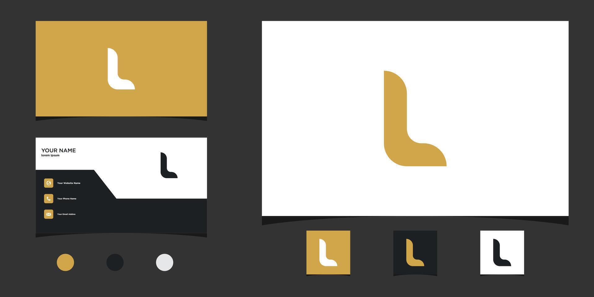 Letter L logo design with creative concept and business card. Premium vector