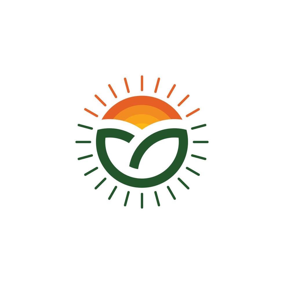 Creative concept sun leaf logo design. Premium vector