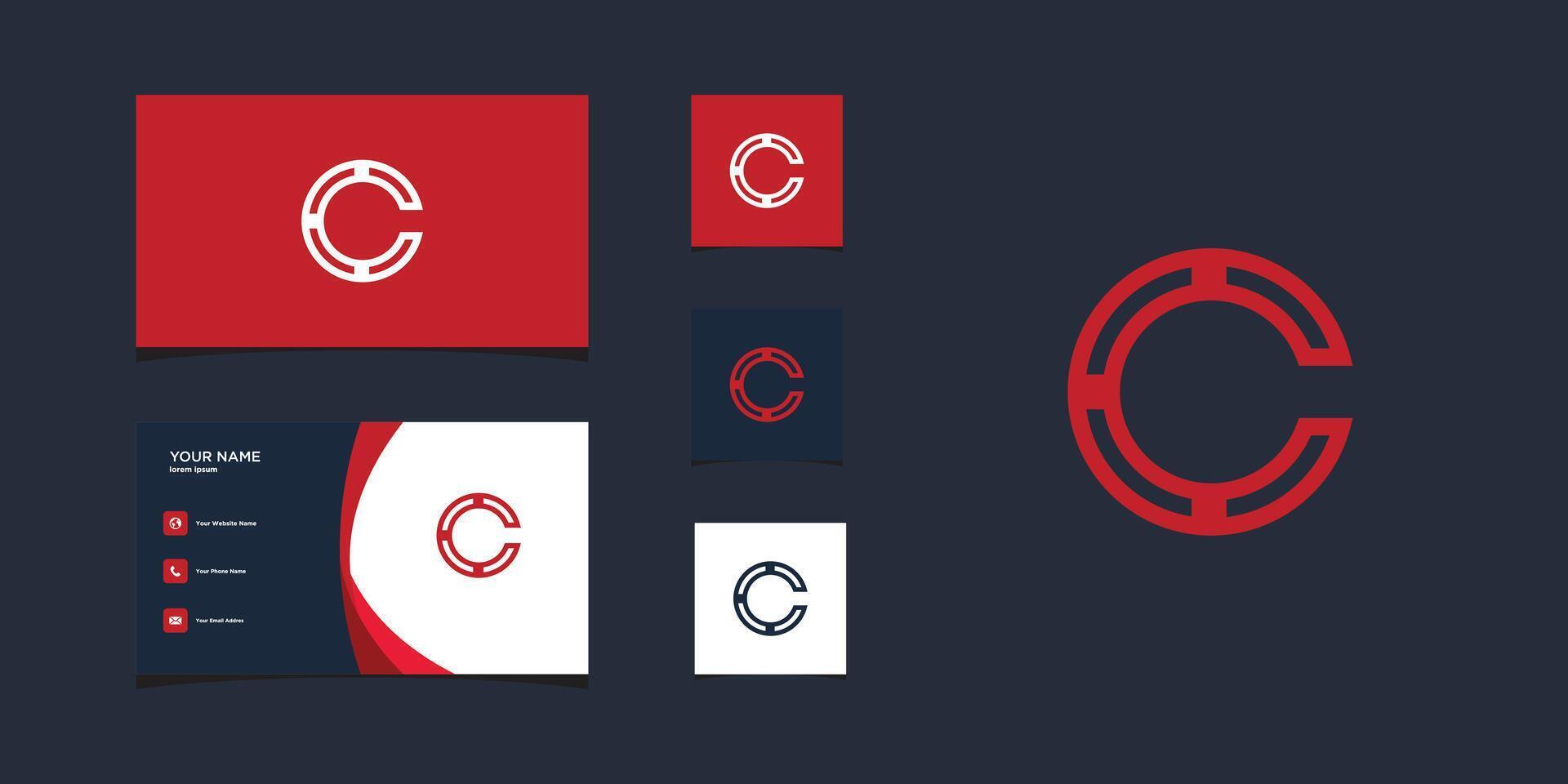 Letter c logo design with creative concept and business card. Premium vector