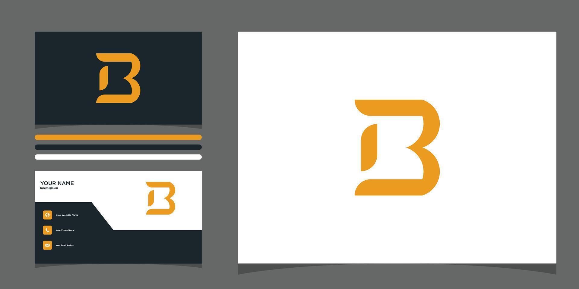 Letter b logo design with creative concept and business card. Premium vector