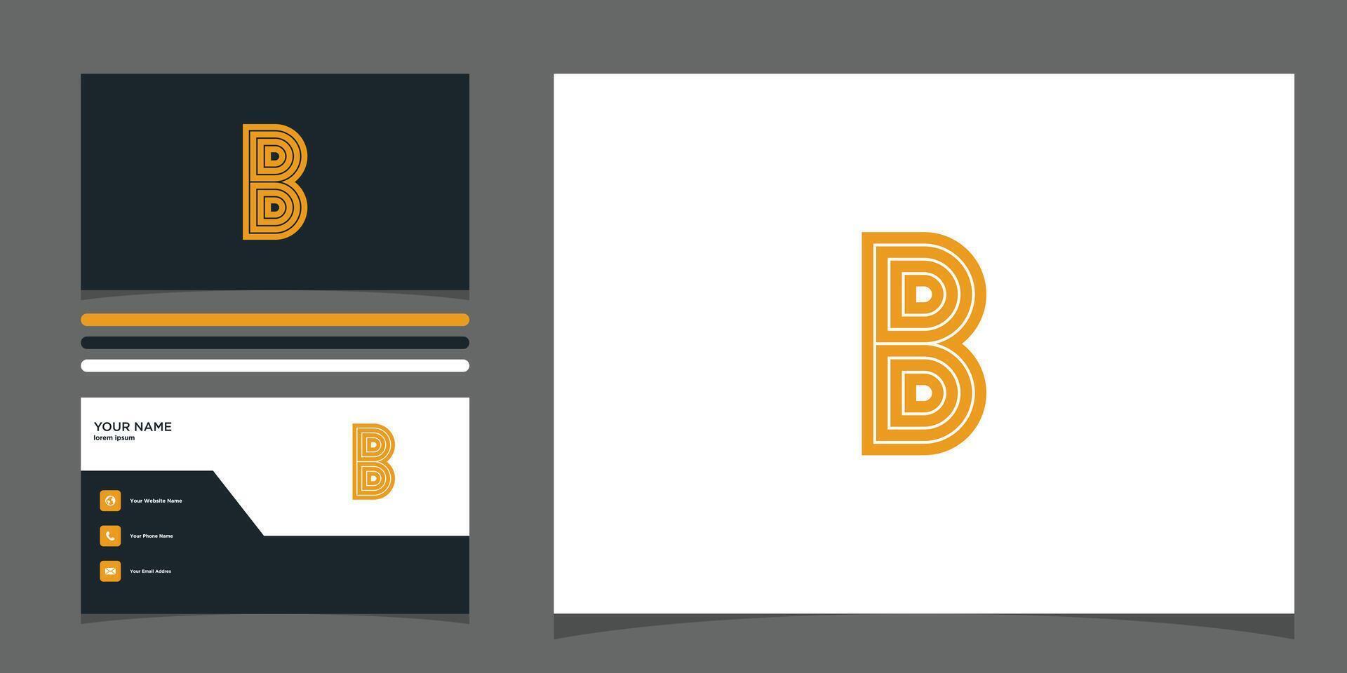 Letter b logo design with creative concept and business card. Premium vector