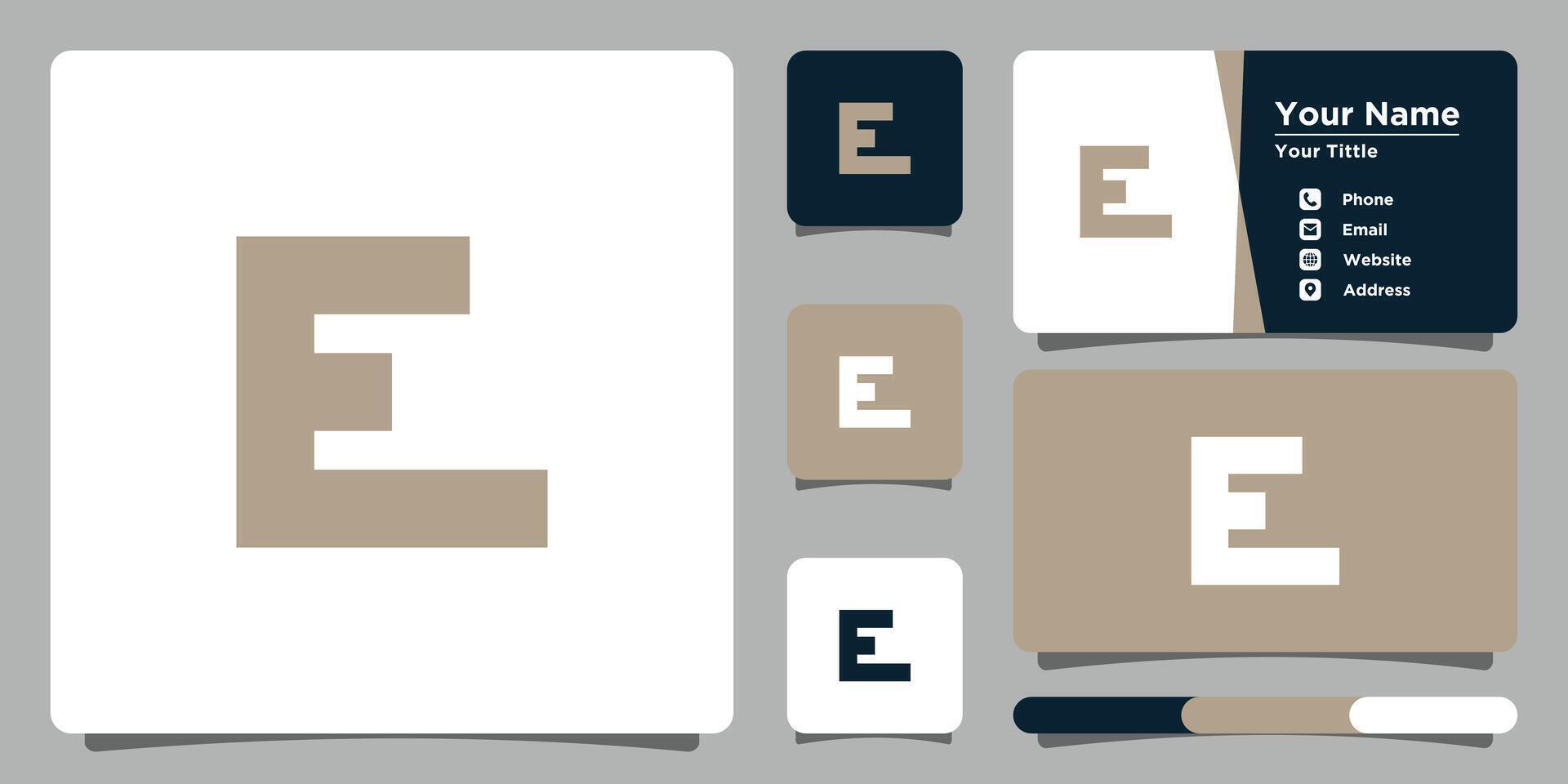 Letter e logo design with creative concept and business card. Premium vector