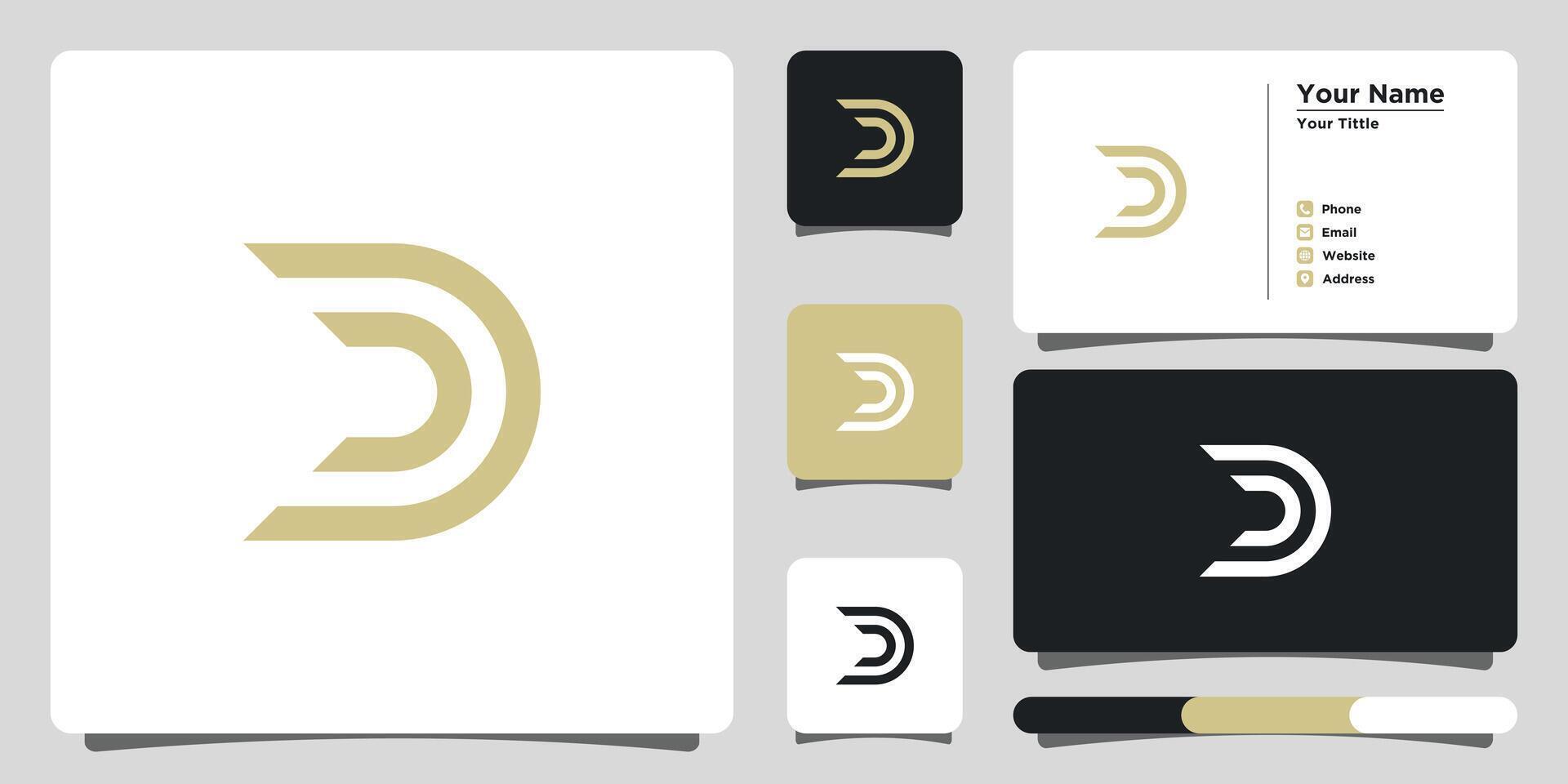 Letter d logo design with creative concept and business card. Premium vector