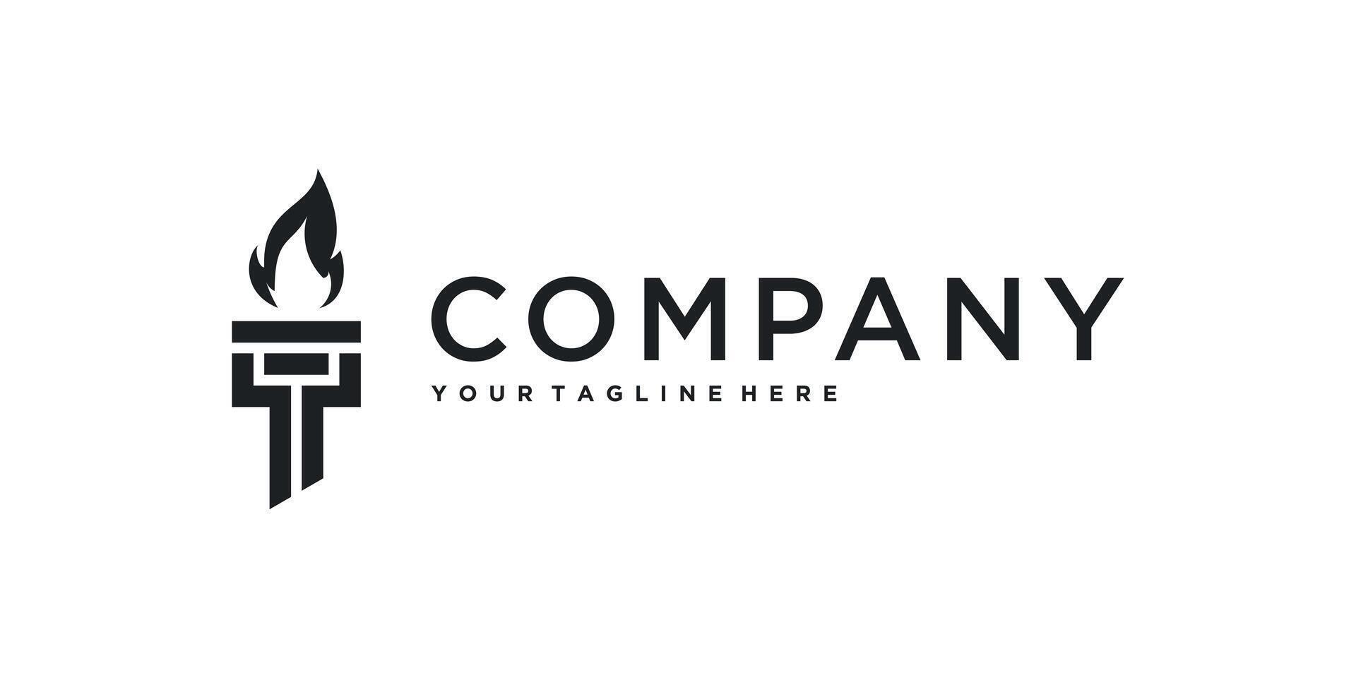 Minimalist style torch abstract logo design. Premium vector