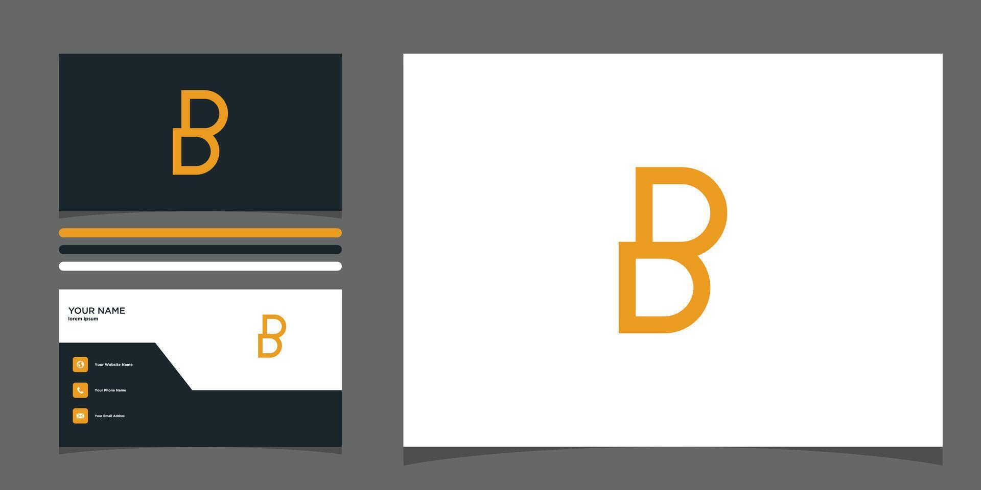 Letter b logo design with creative concept and business card. Premium vector