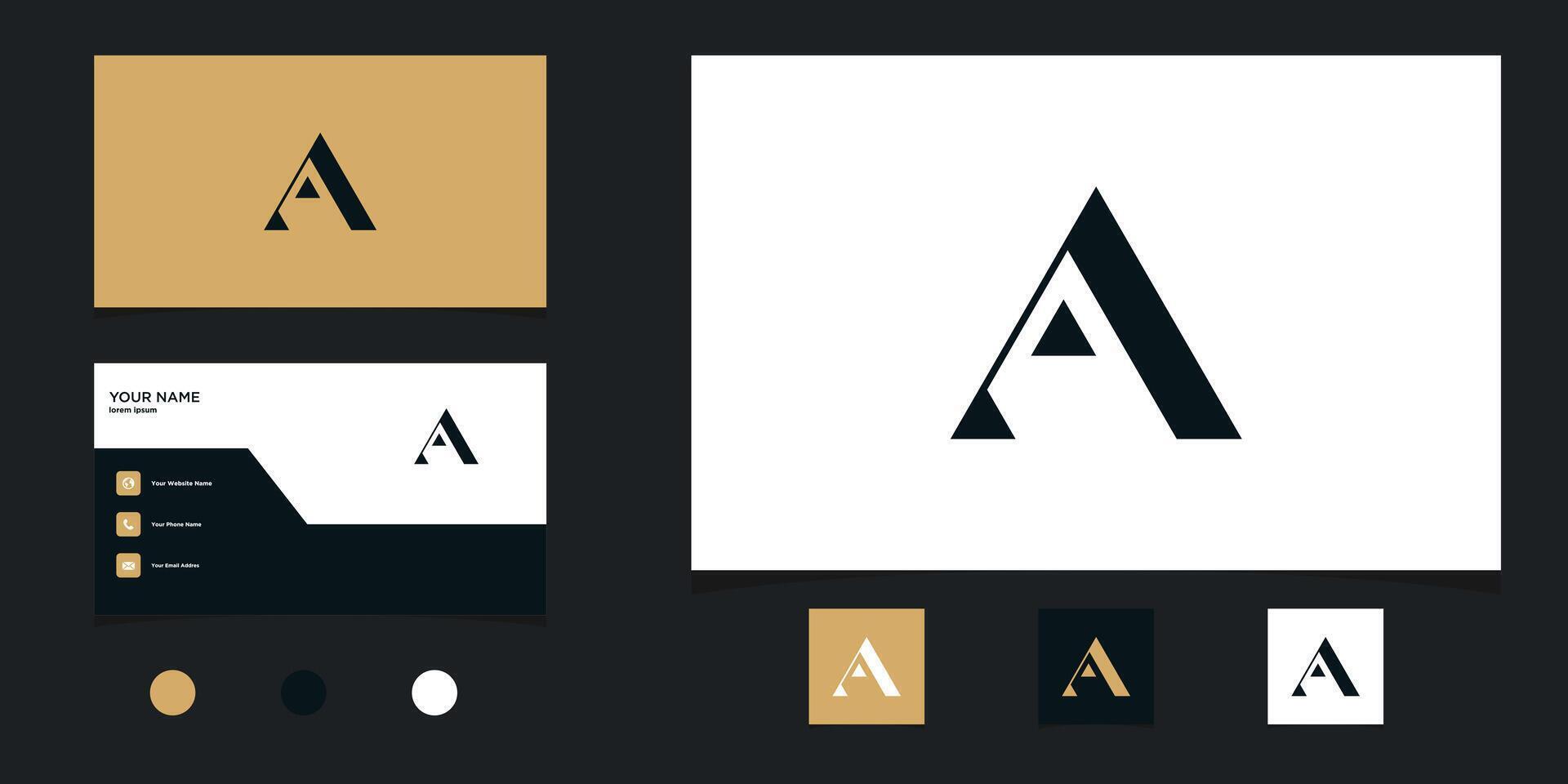 Letter a logo design with creative concept and business card. Premium vector