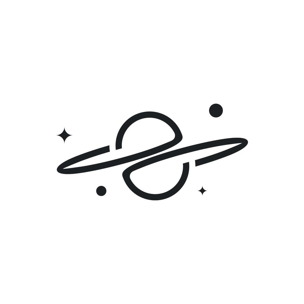 Simple planet outline logo design. Premium vector