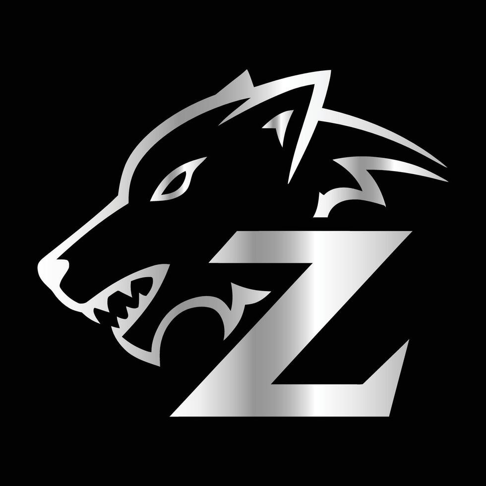 Fox head illustration. Letter Z Monogram design wolf face template. vector