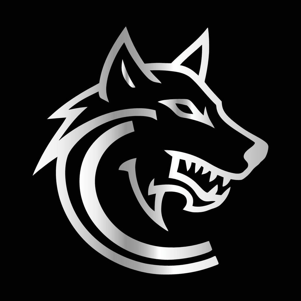 Fox head illustration. Letter C Monogram design wolf face template. vector