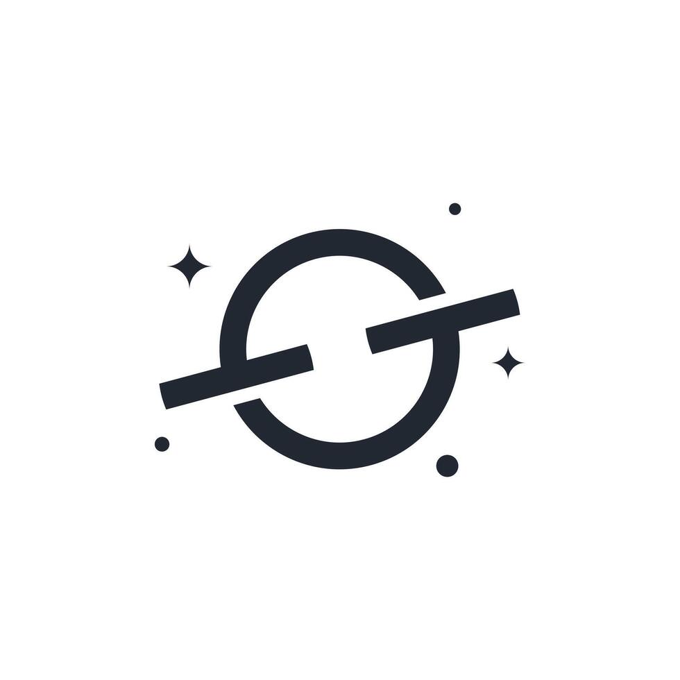 Simple planet outline logo design. Premium vector