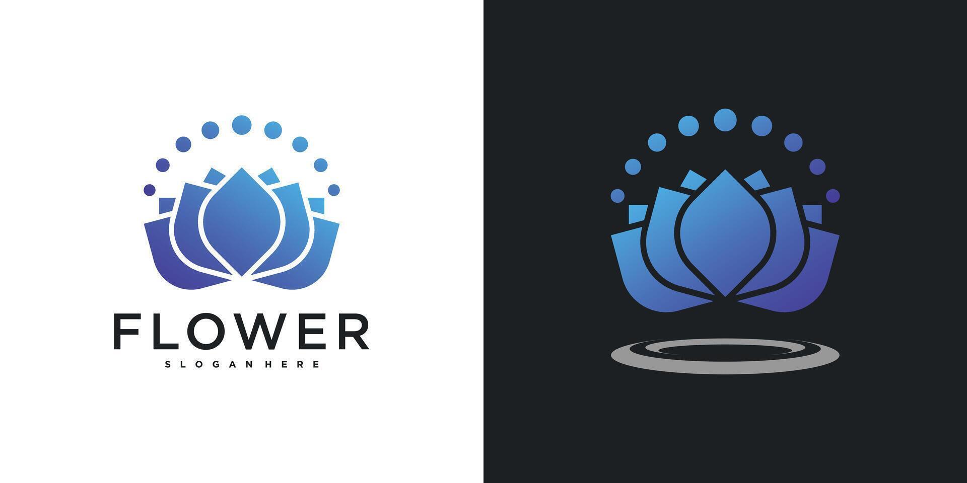 Abstrack flower logo with gradient unique. Premium vector