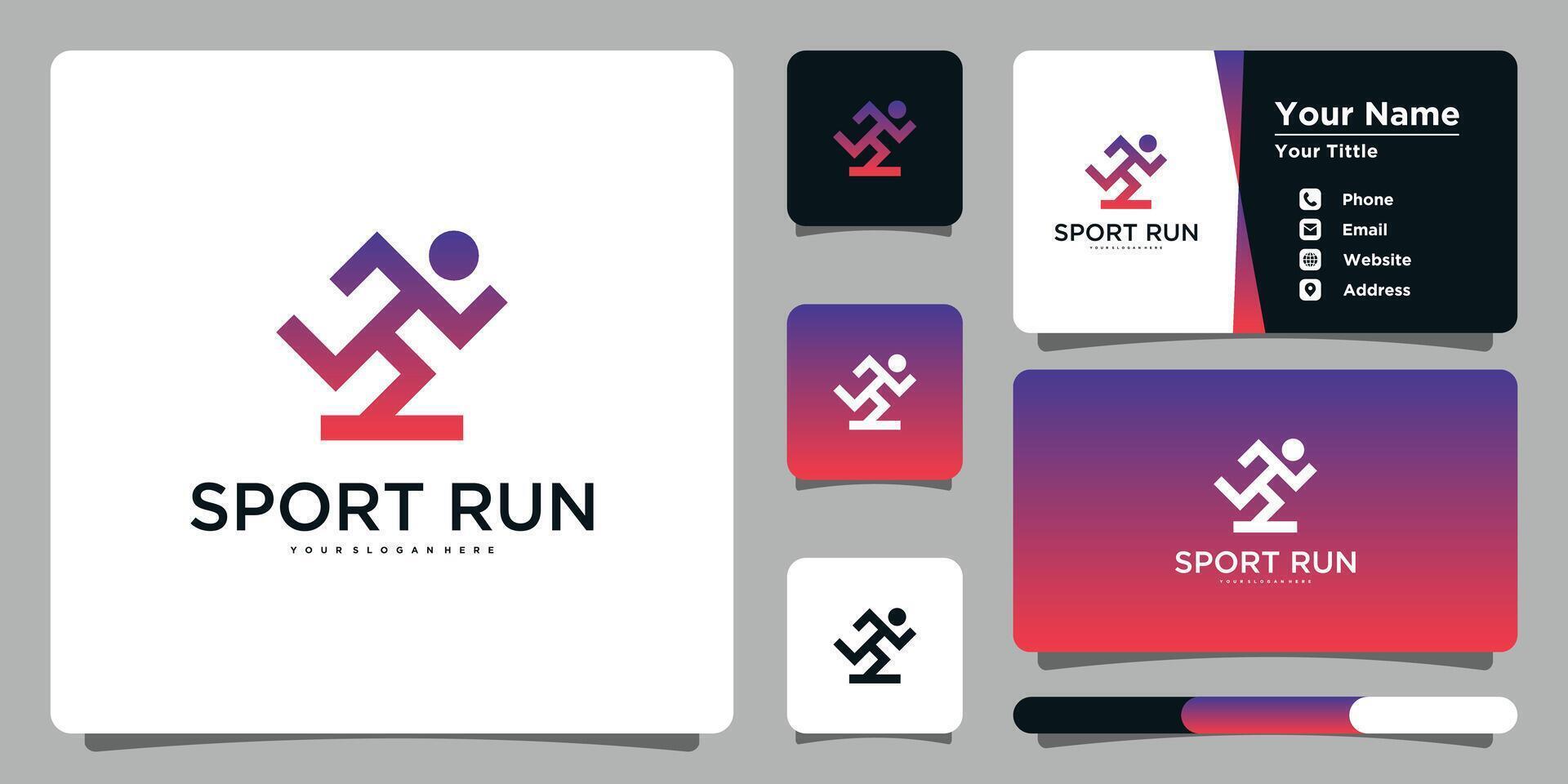 Sport logo, running logo with abstrack graphick. Premium vector