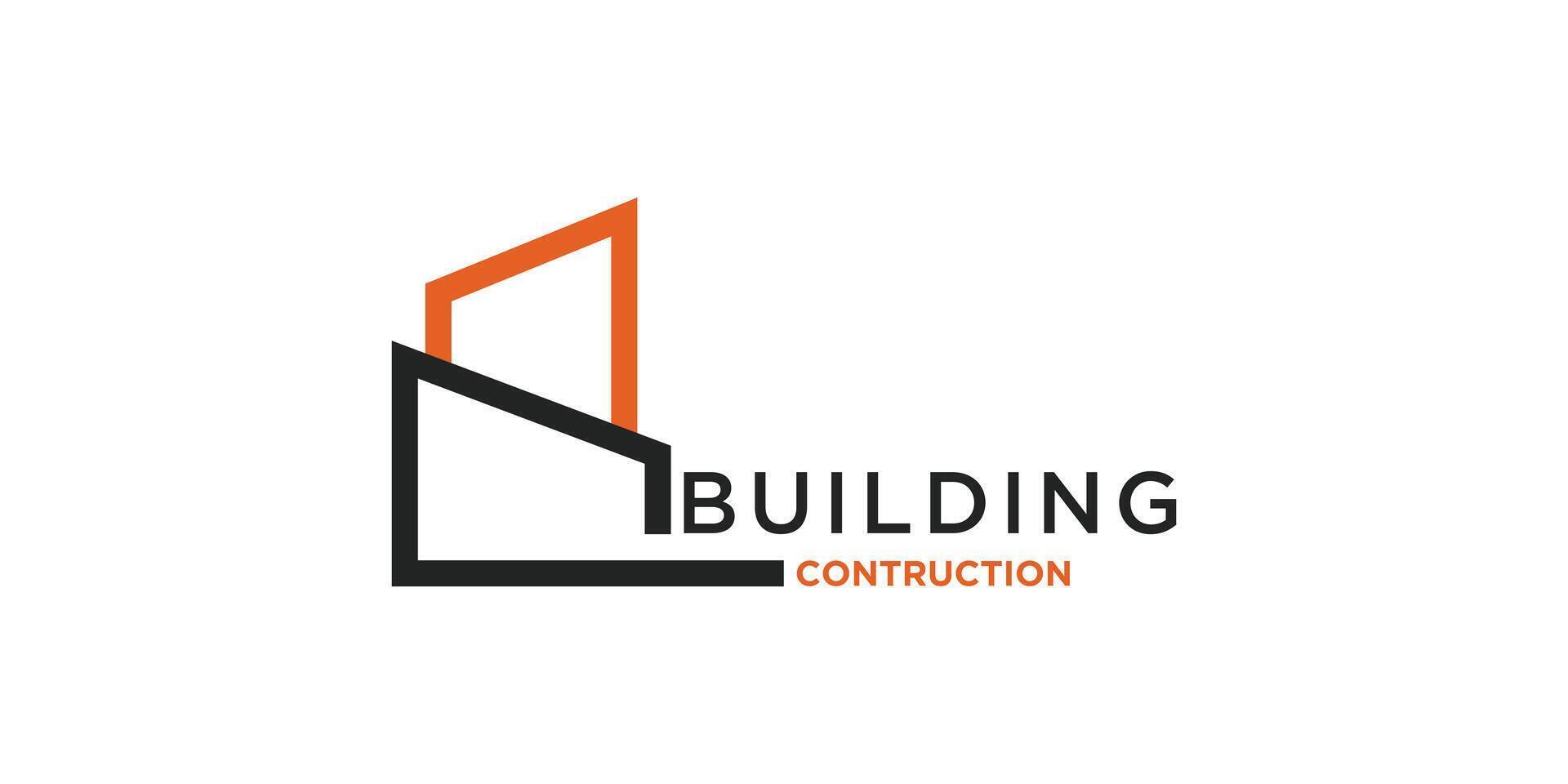 Modern style building construction logo design. Premium vector