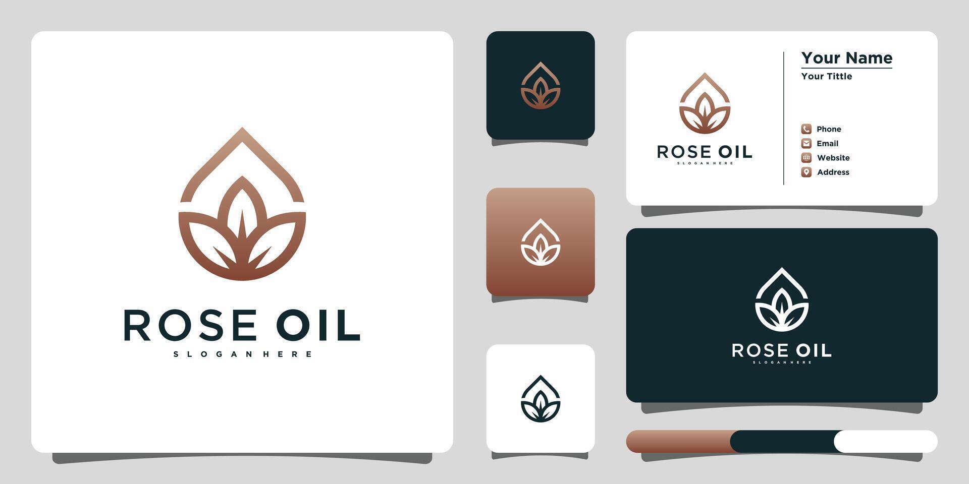 Rose oil logo template with different unique concept. Premium vector