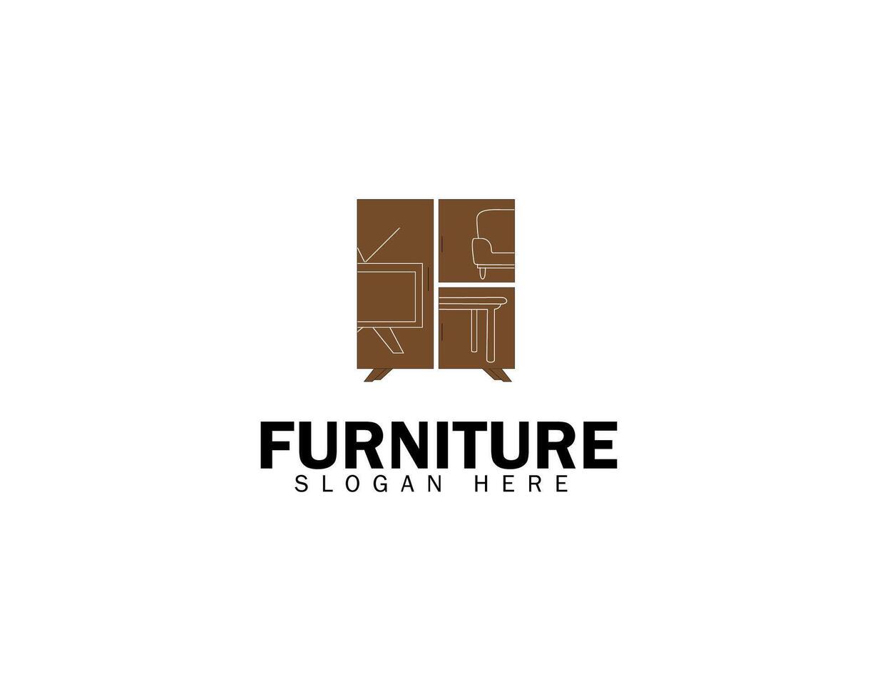 Creative Furniture Minimalist Logo. Furniture Wardrobe Logo Icon Symbol Design Template. vector