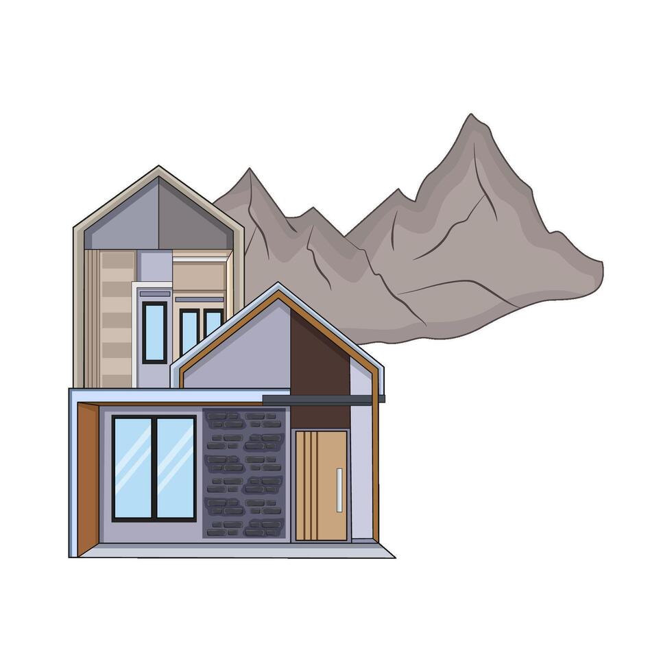 illustration of mountain house vector