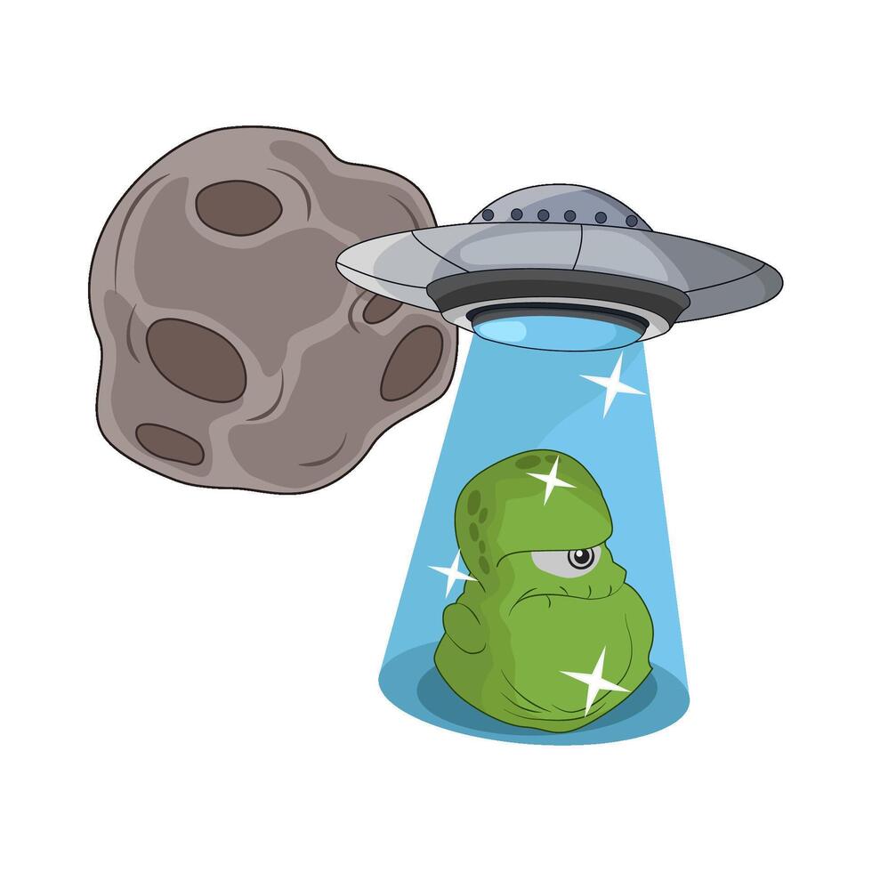 illustration of ufo with alien vector