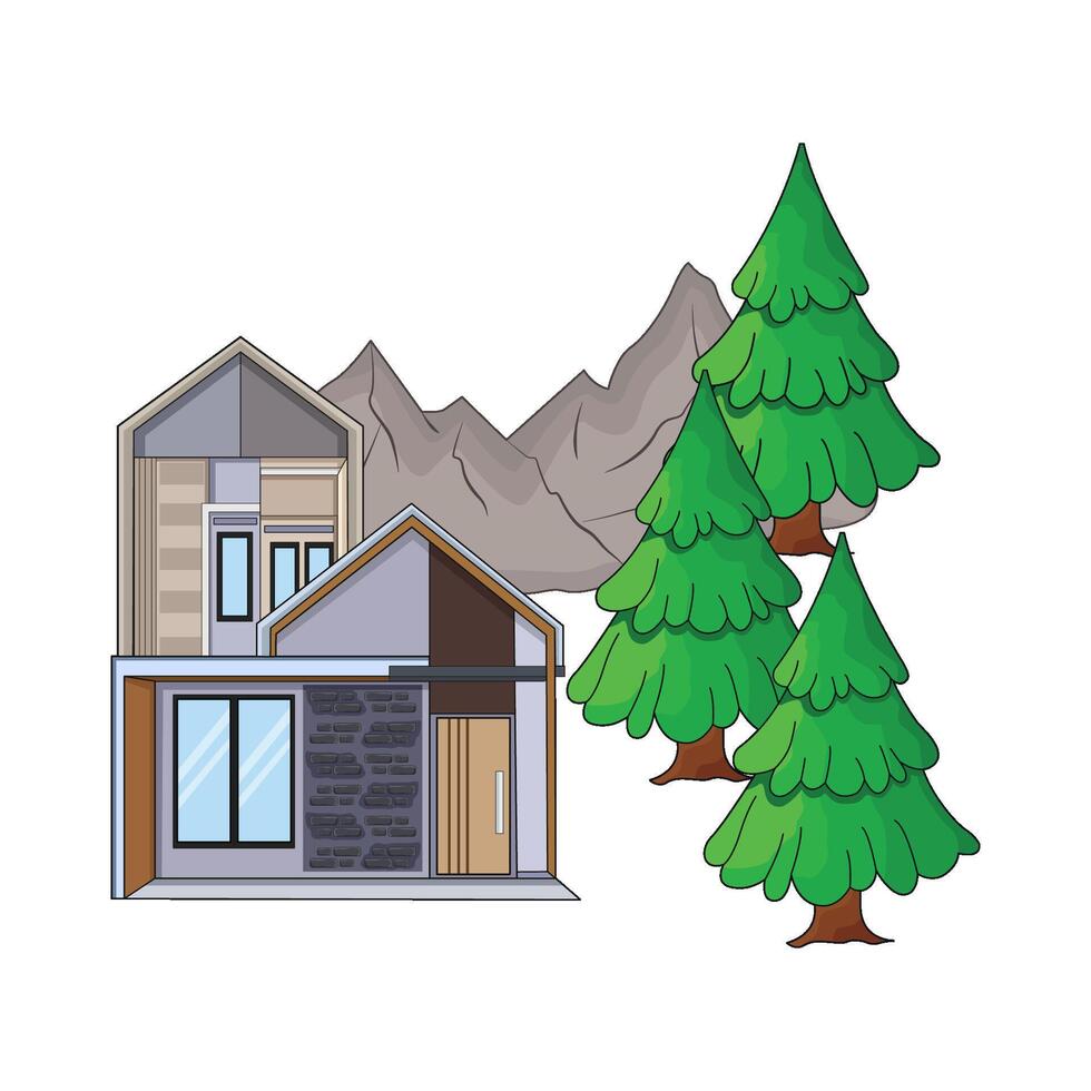 illustration of mountain house vector