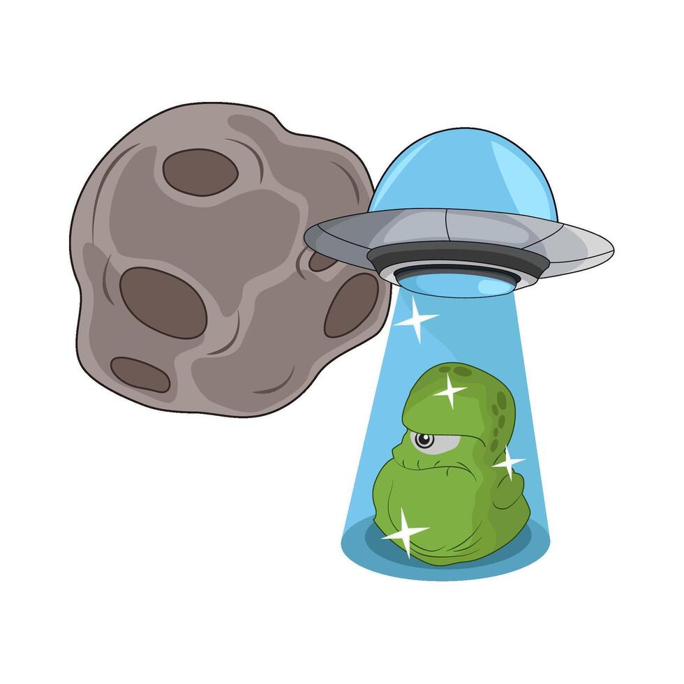 illustration of ufo with alien vector
