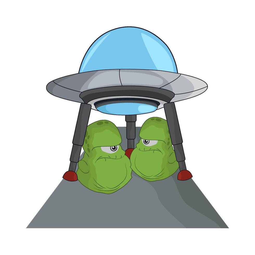 illustration of ufo with alien vector
