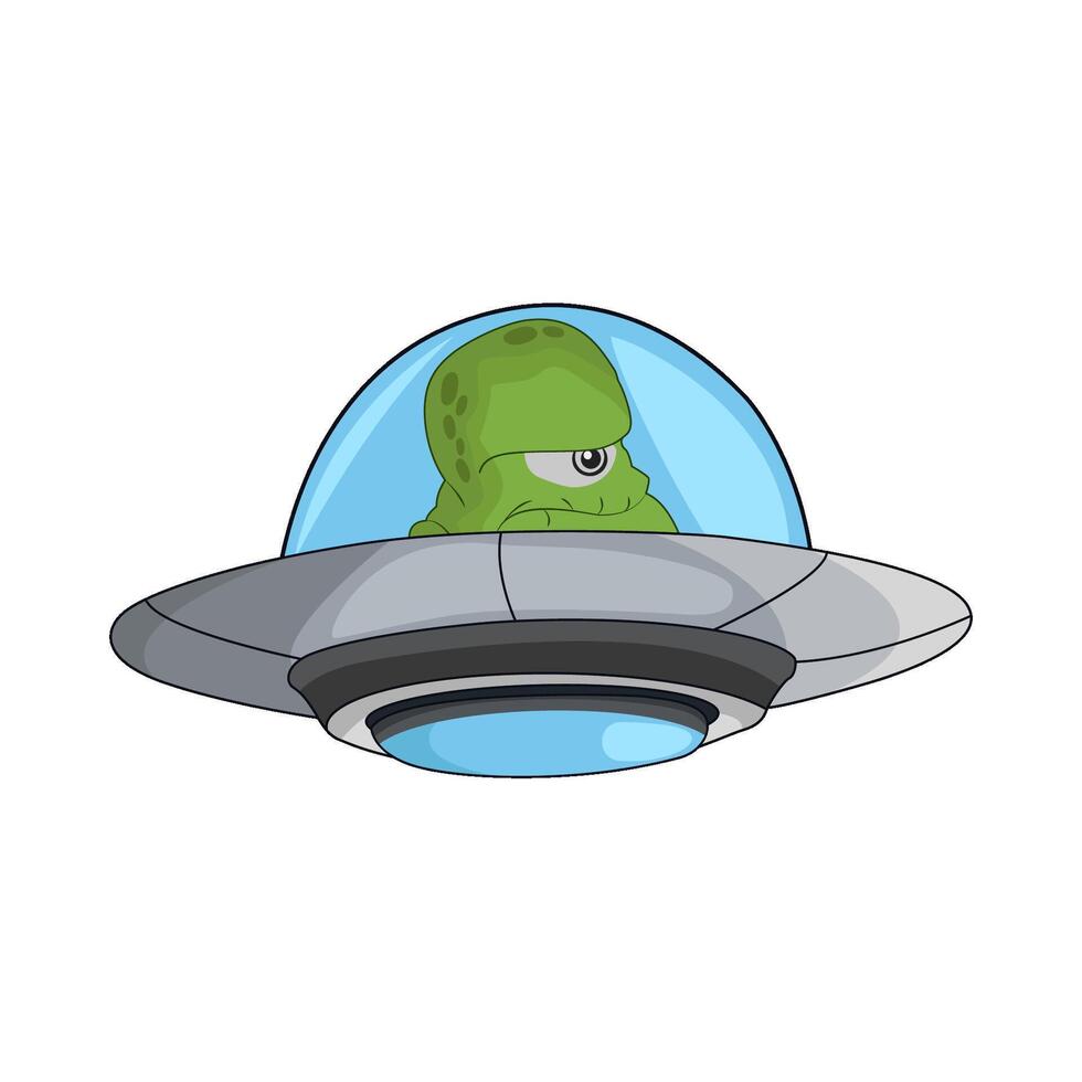 illustration of ufo with alien vector