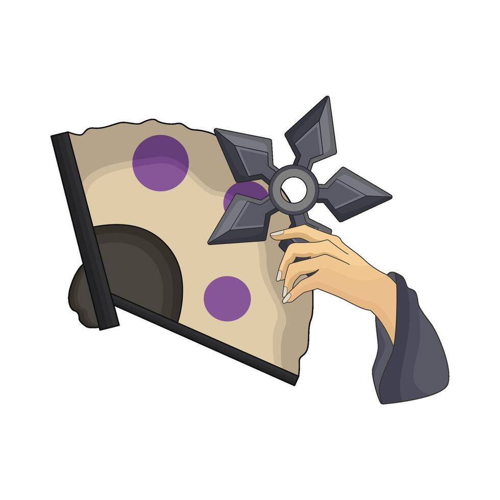 illustration of shuriken with japanese fan vector