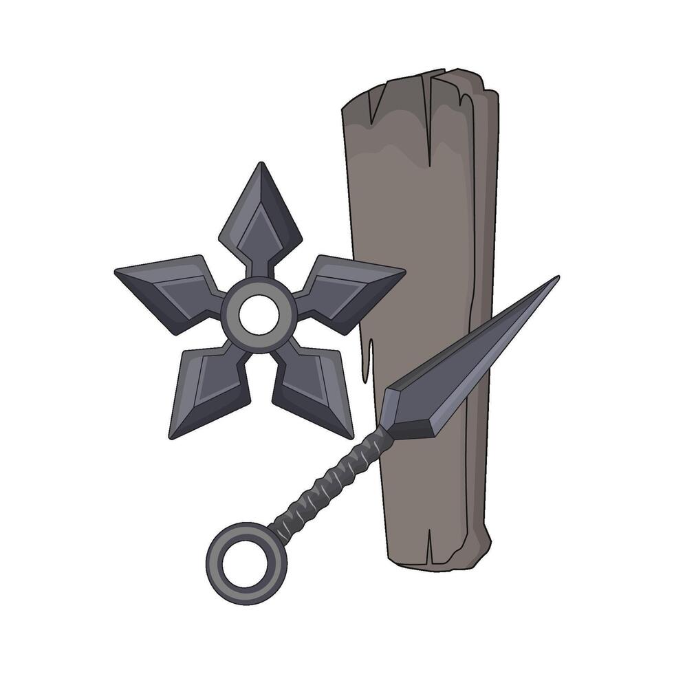 illustration of shuriken with kunai vector