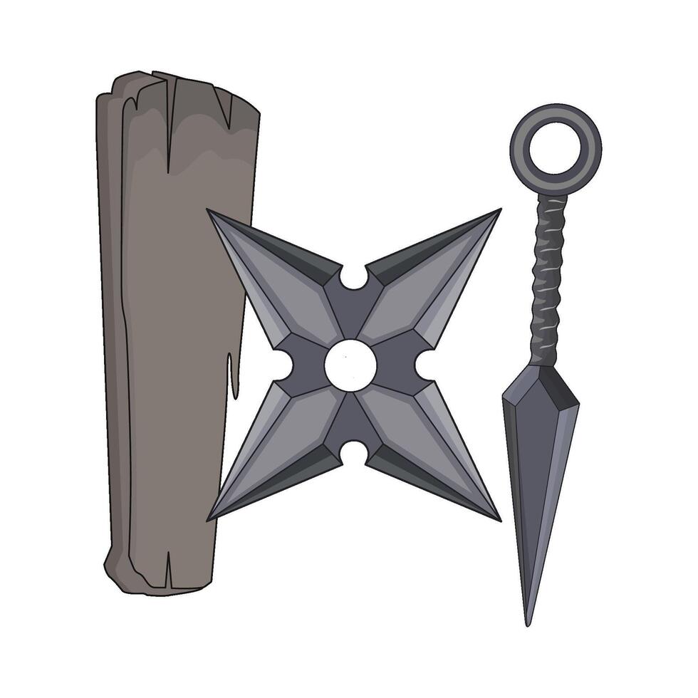 illustration of shuriken with kunai vector