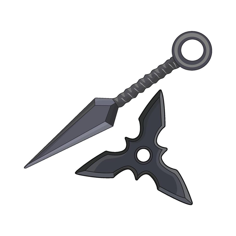 illustration of shuriken with kunai vector