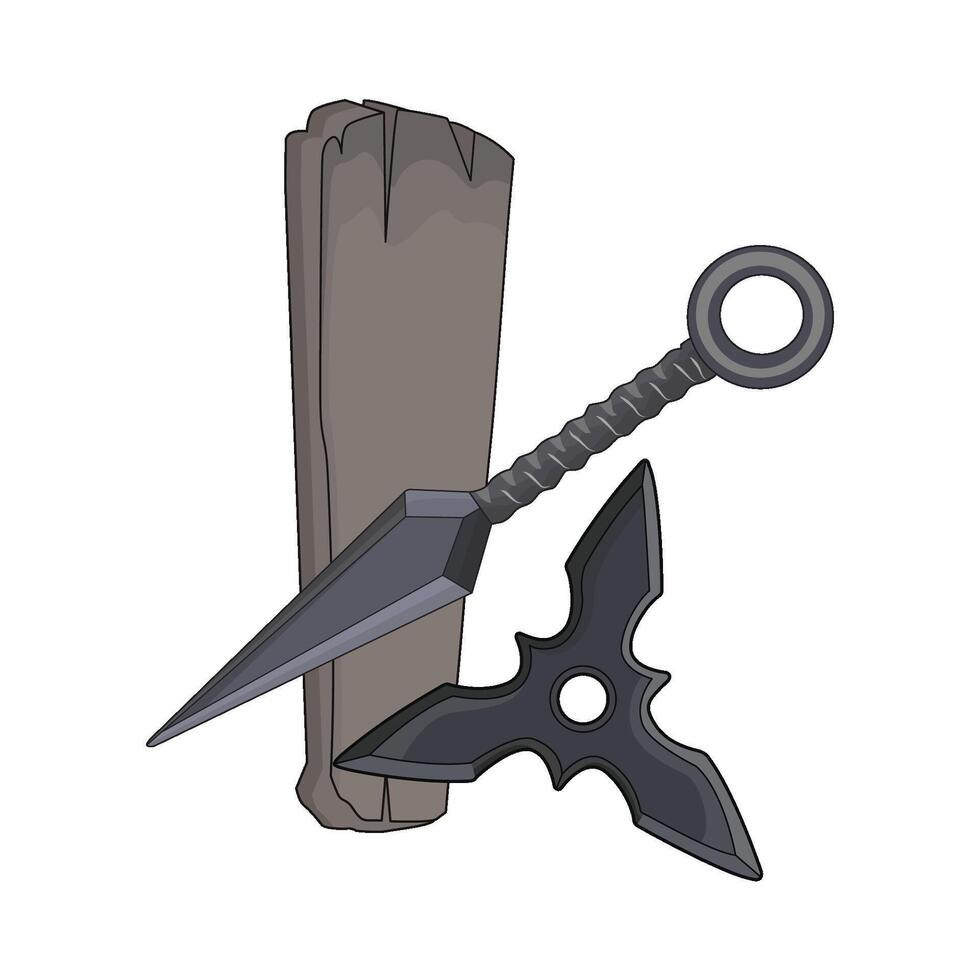 illustration of shuriken with kunai vector