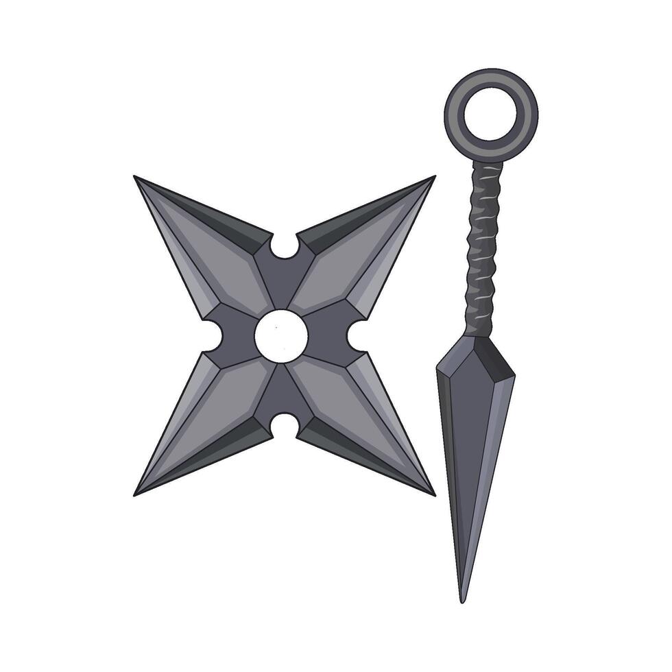 illustration of shuriken with kunai vector