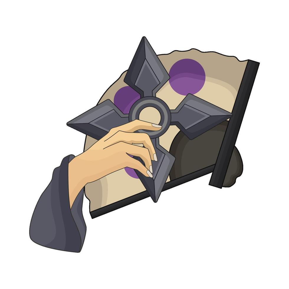 illustration of shuriken with japanese fan vector