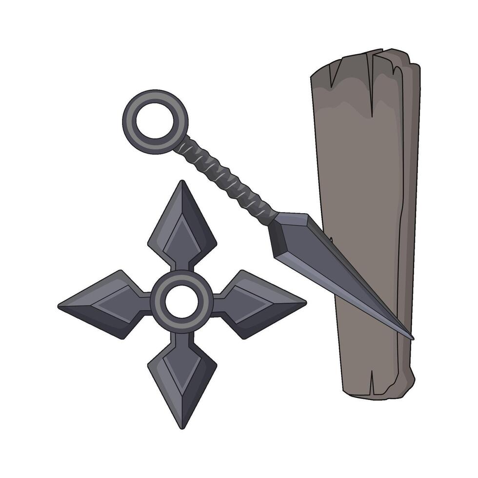 illustration of shuriken with kunai vector