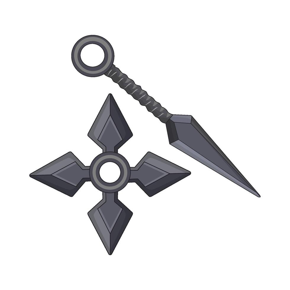 illustration of shuriken with kunai vector