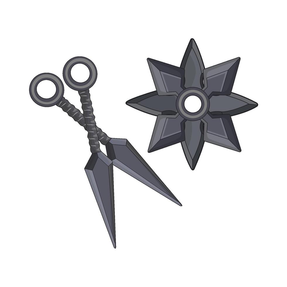 illustration of shuriken with kunai vector
