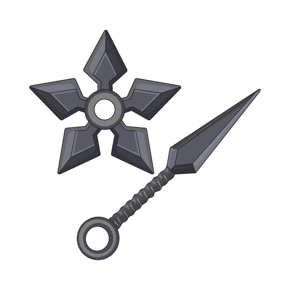 illustration of shuriken with kunai vector