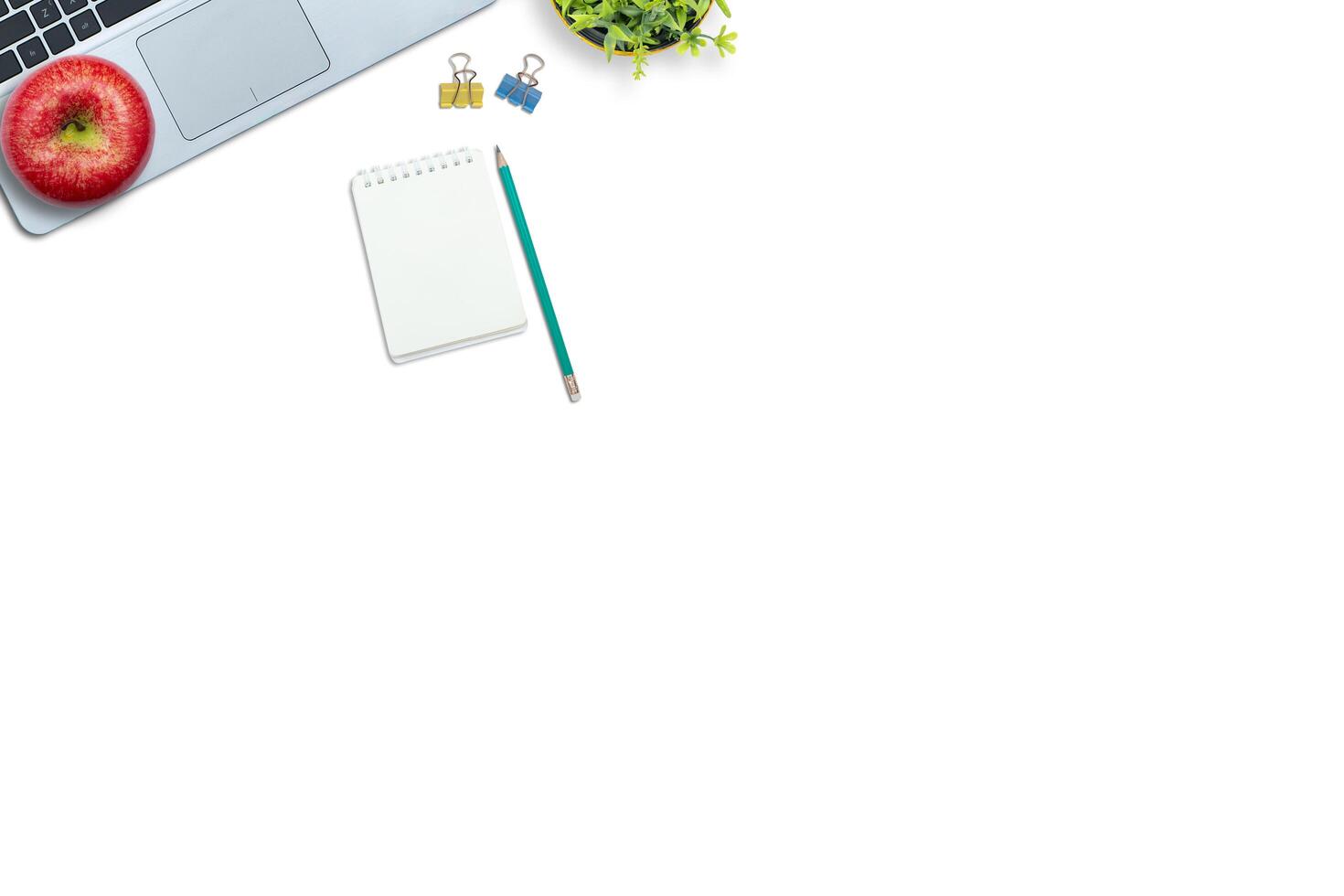 Top view of the desk concept photo