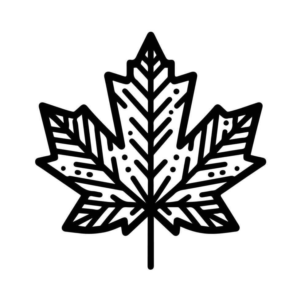 line art illustration of autumn leaf, oak leaf, maple leaf vector