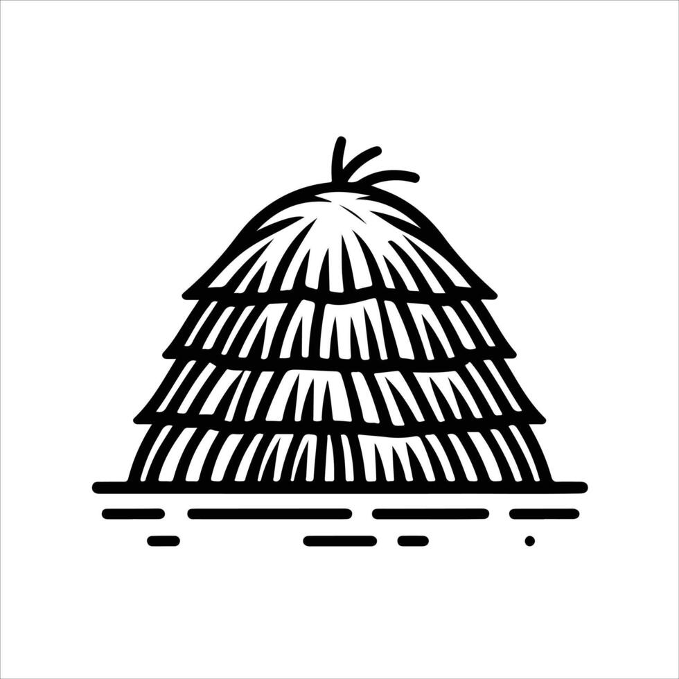 simple celan line art illustration of haystack vector