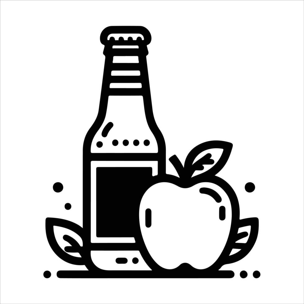 simple celan line art illustration of apple cider vector