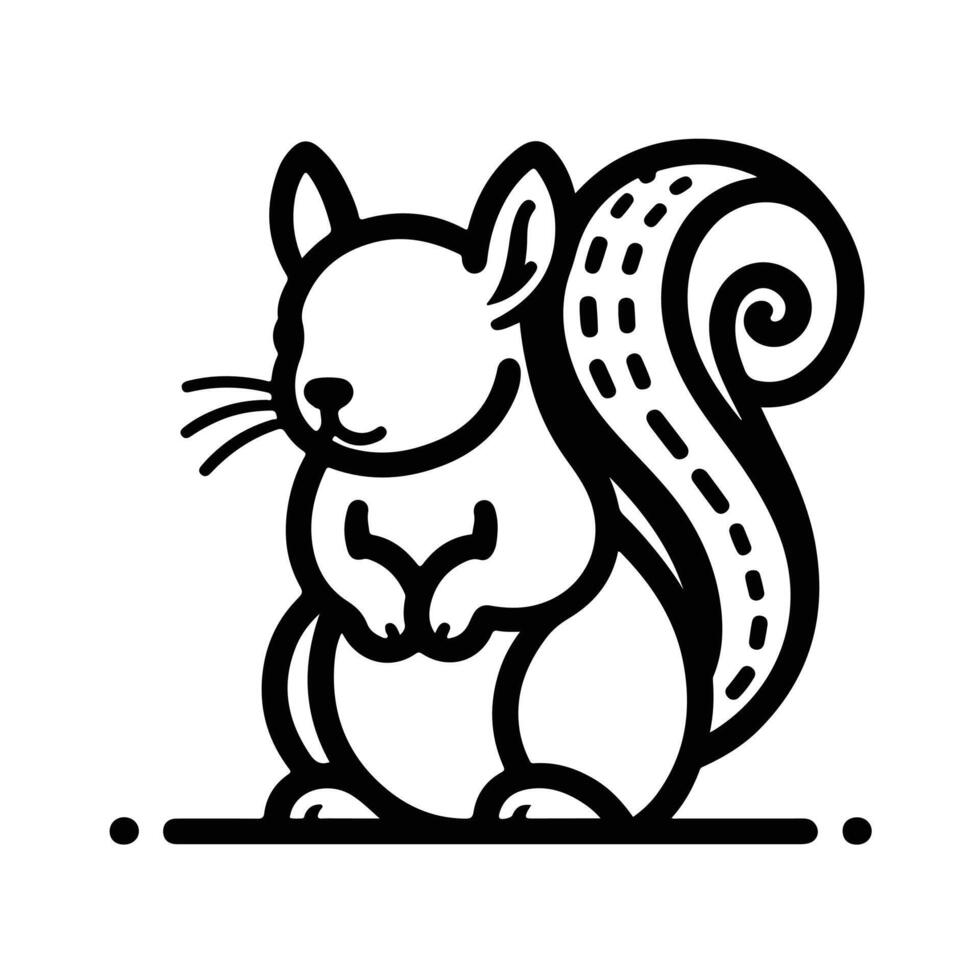 line art illustration of squirrel vector