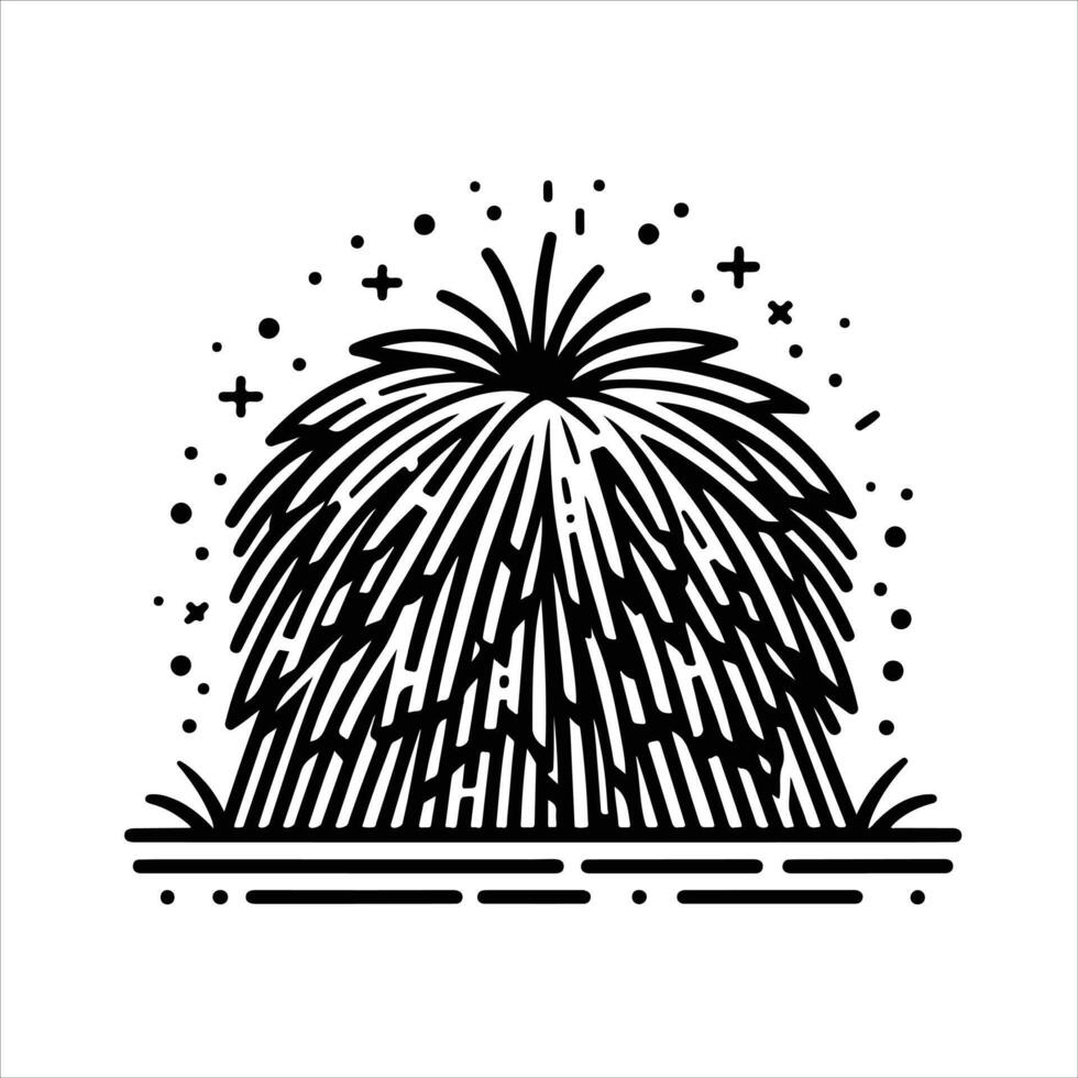 simple celan line art illustration of haystack vector