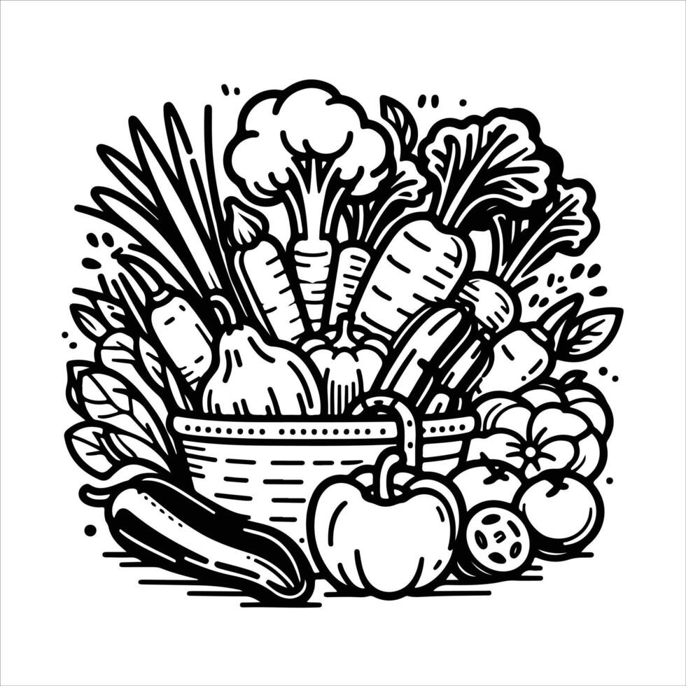 simple celan line art illustration of harvest festival vector