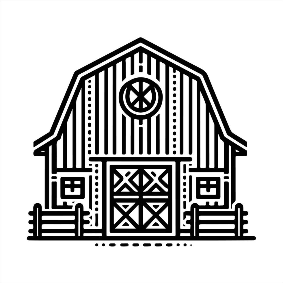 simple celan line art illustration of farm house vector