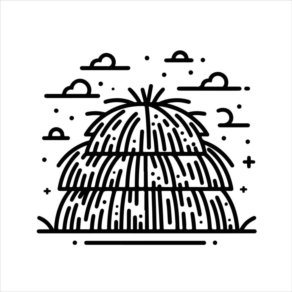 simple celan line art illustration of haystack vector