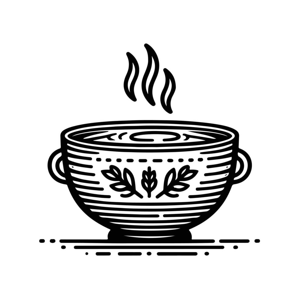 line art illustration of soup vector